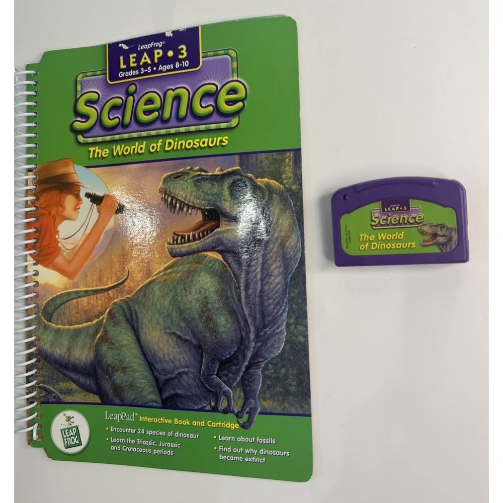 Vintage LeapFrog LeapPad Science World of Dinosaurs Book & Cartridge LEAP-3